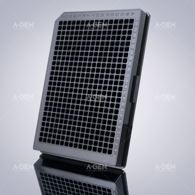 384孔黑色板，黑色/透明蓋TC處理無菌，吸塑盒裝